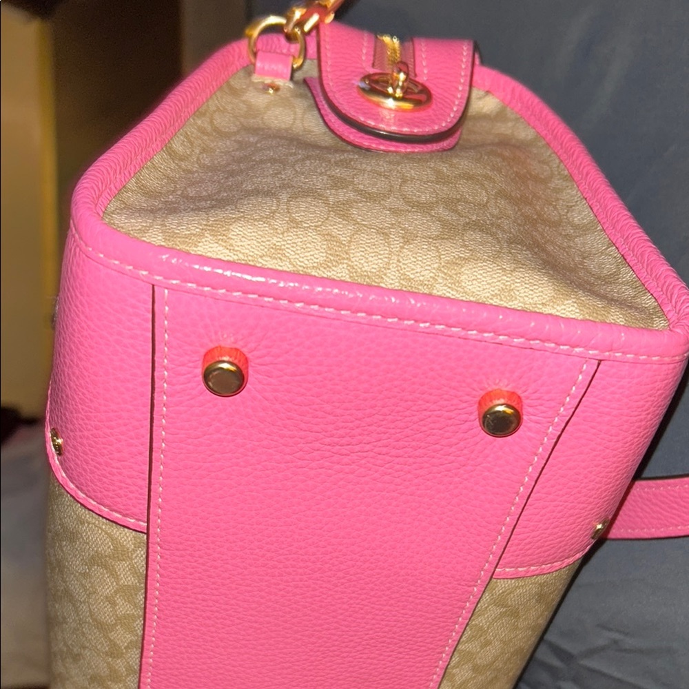 Coach Pink and Tan Women's Bag - Picture 5 of 6
